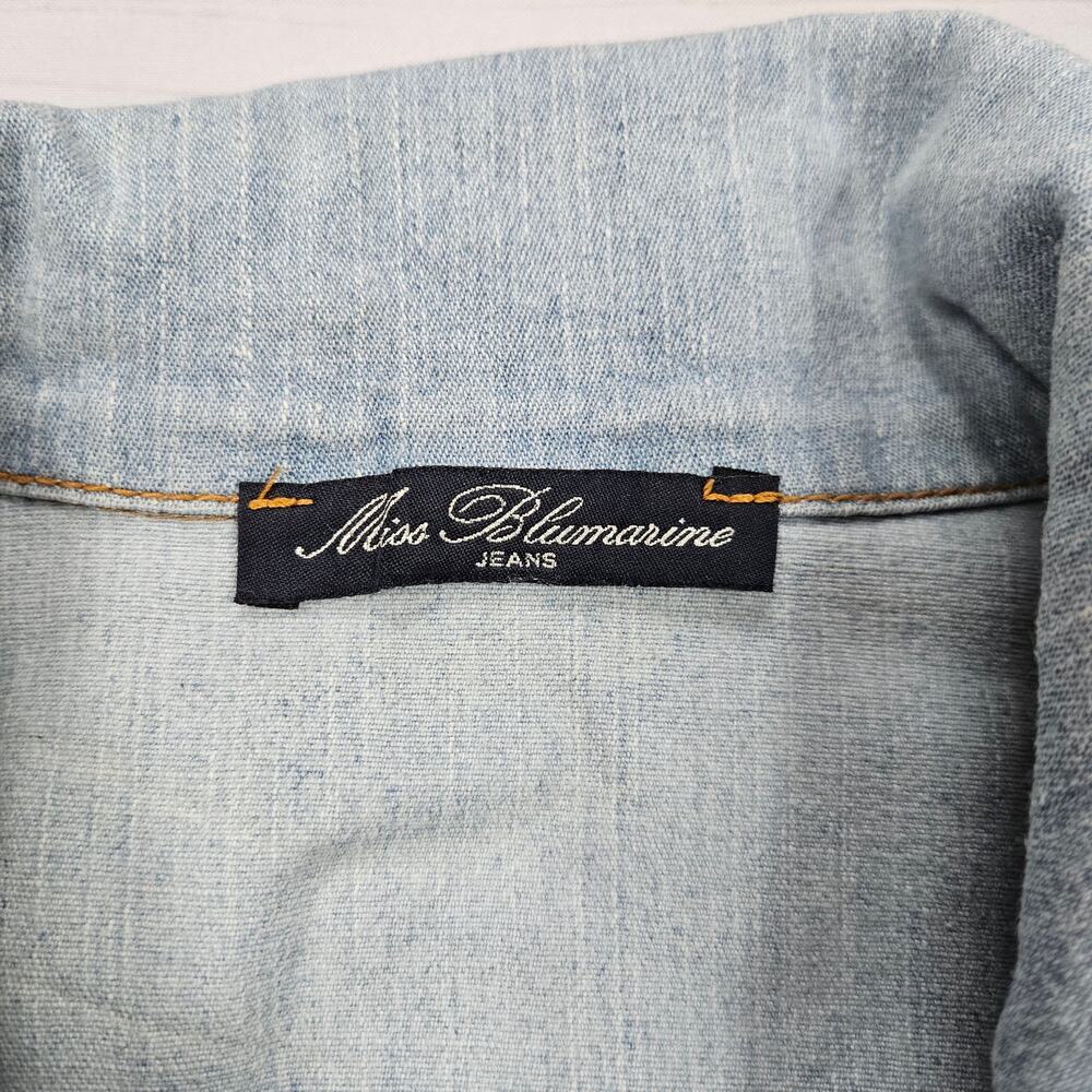 Y2k Miss Blumarine Denim Jacket Euro Rhinestone Light Wash - Small - Picture 9 of 9